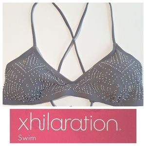 NWOT- Xhilaration grey beaded bikini top)